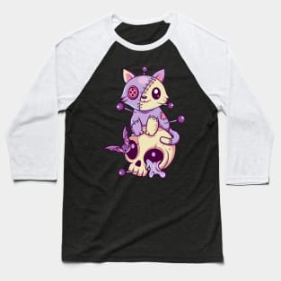 Skull Cat Kawaii Gothic Baseball T-Shirt